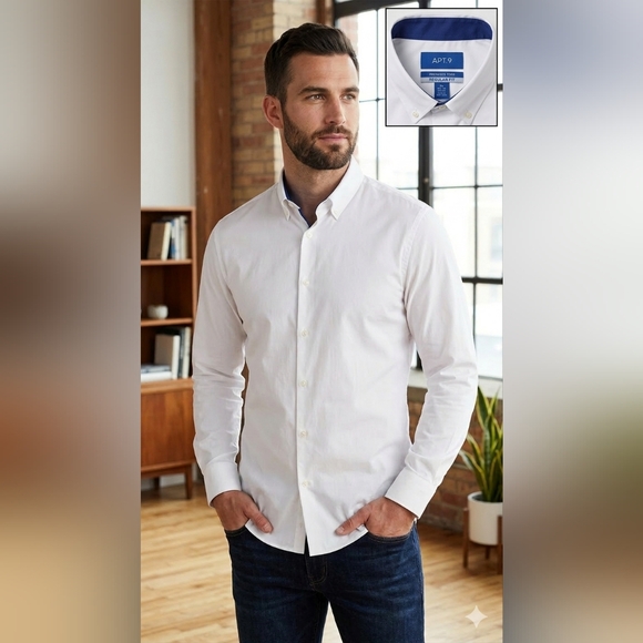 Apt. 9 Other - Men's Apt 9 White Dress Shirt - Size XL -  Regular Fit  17 - 17 1/2 And 34/35